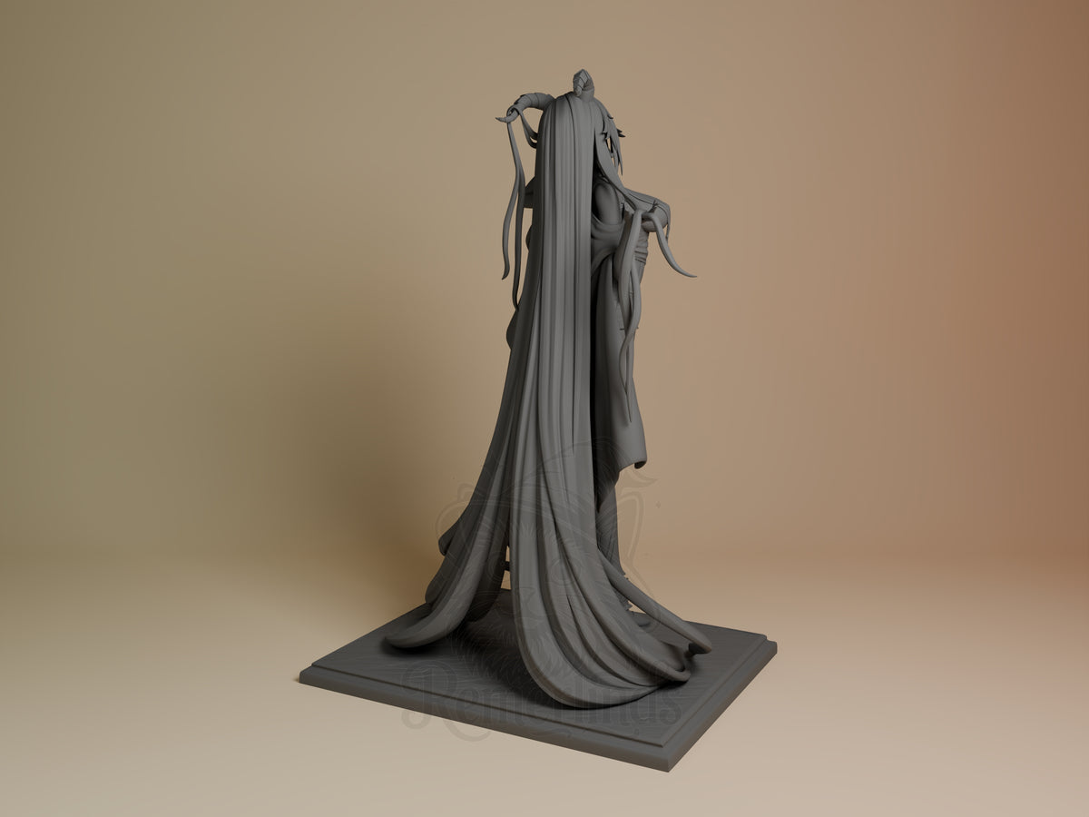 Agir from Azur Lane 2 is an unpainted resin figure viewed from behind, with long hair and tentacles on a sculpted base.