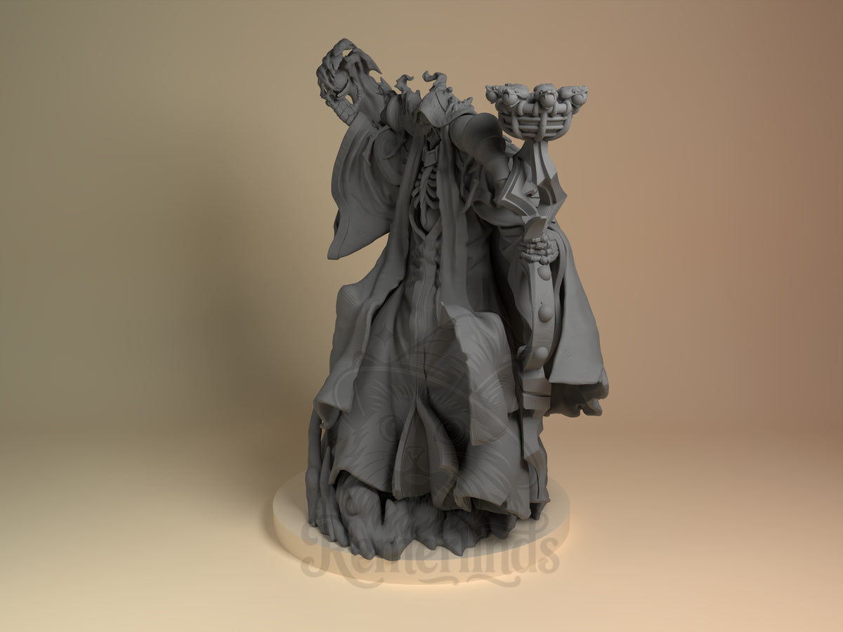 Bone Sovereign Sorcerous Dominion 3D printed resin figure by Nomnom, angled view showing dimensional details.