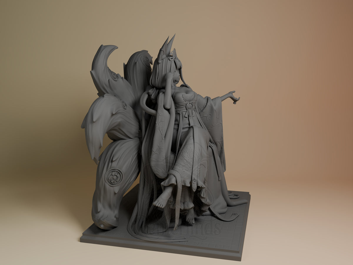 Akagi from Azur Lane is an unpainted resin figure seated in right three-quarter view on a sculpted square base.