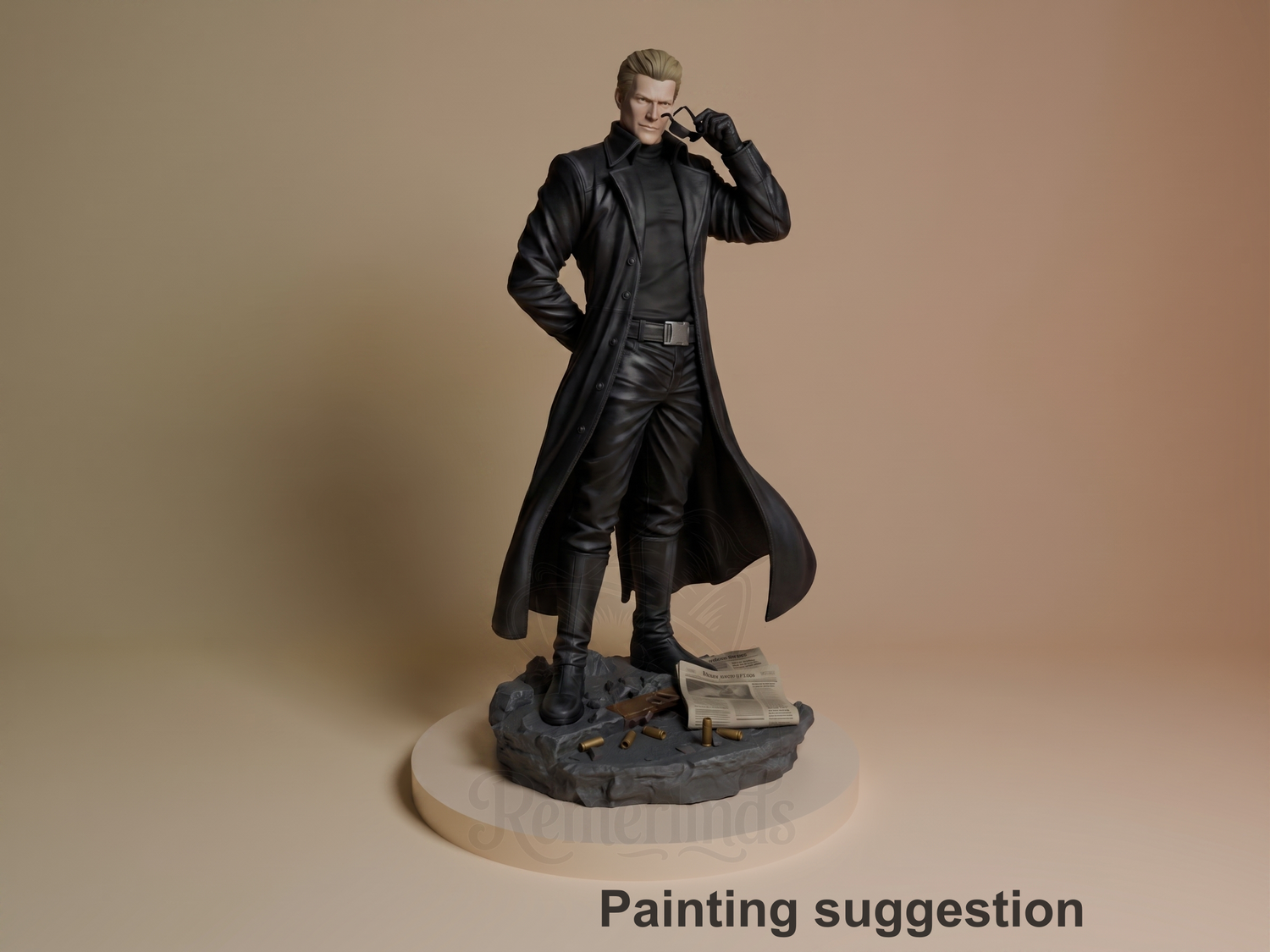 Albert Wesker Resident Evil 3D printed resin figure by CA3D Studios, colored view.