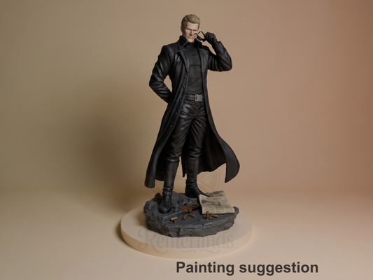 Albert Wesker Resident Evil 3D printed resin figure by CA3D Studios, colored view.