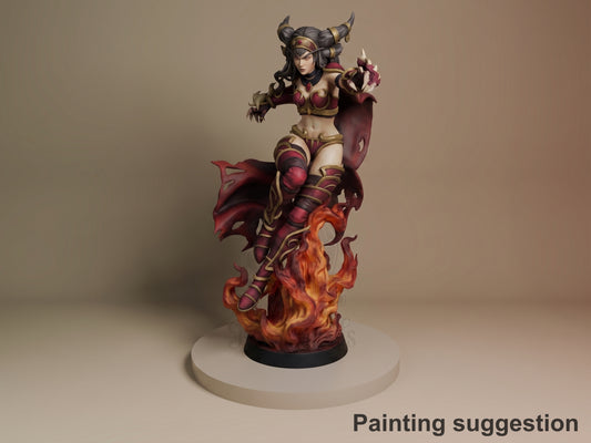 Alexstrasza World of War Realms 3D printed resin figure by Nomnom, colored view.