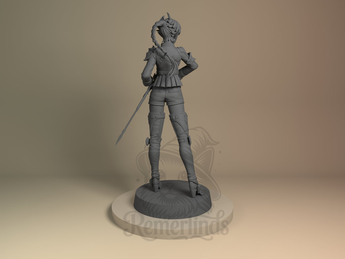 Rear view showing cloak, back armor, or base sculpt detail.