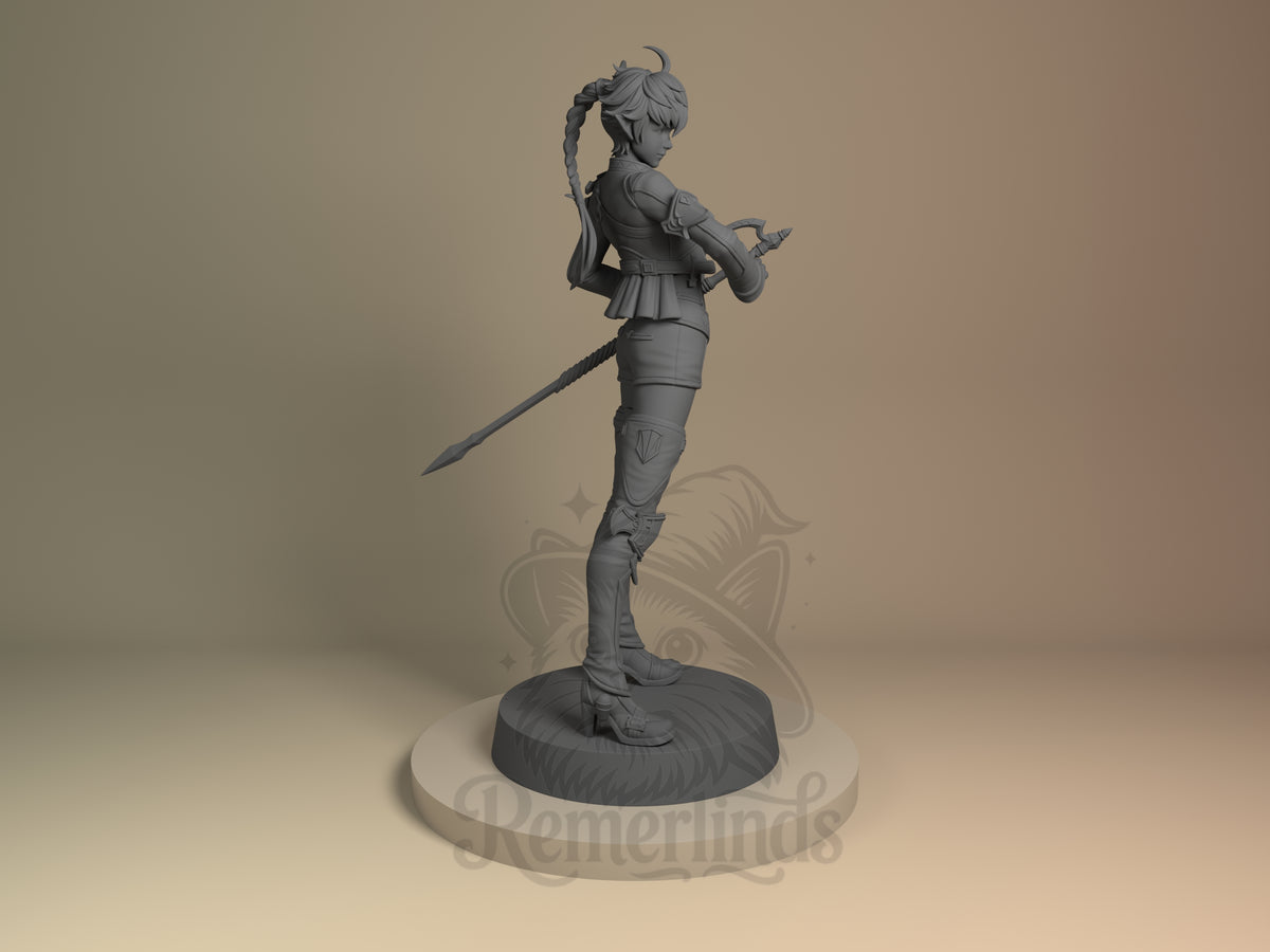 Right side angle highlighting notable pose or armor/prop feature.