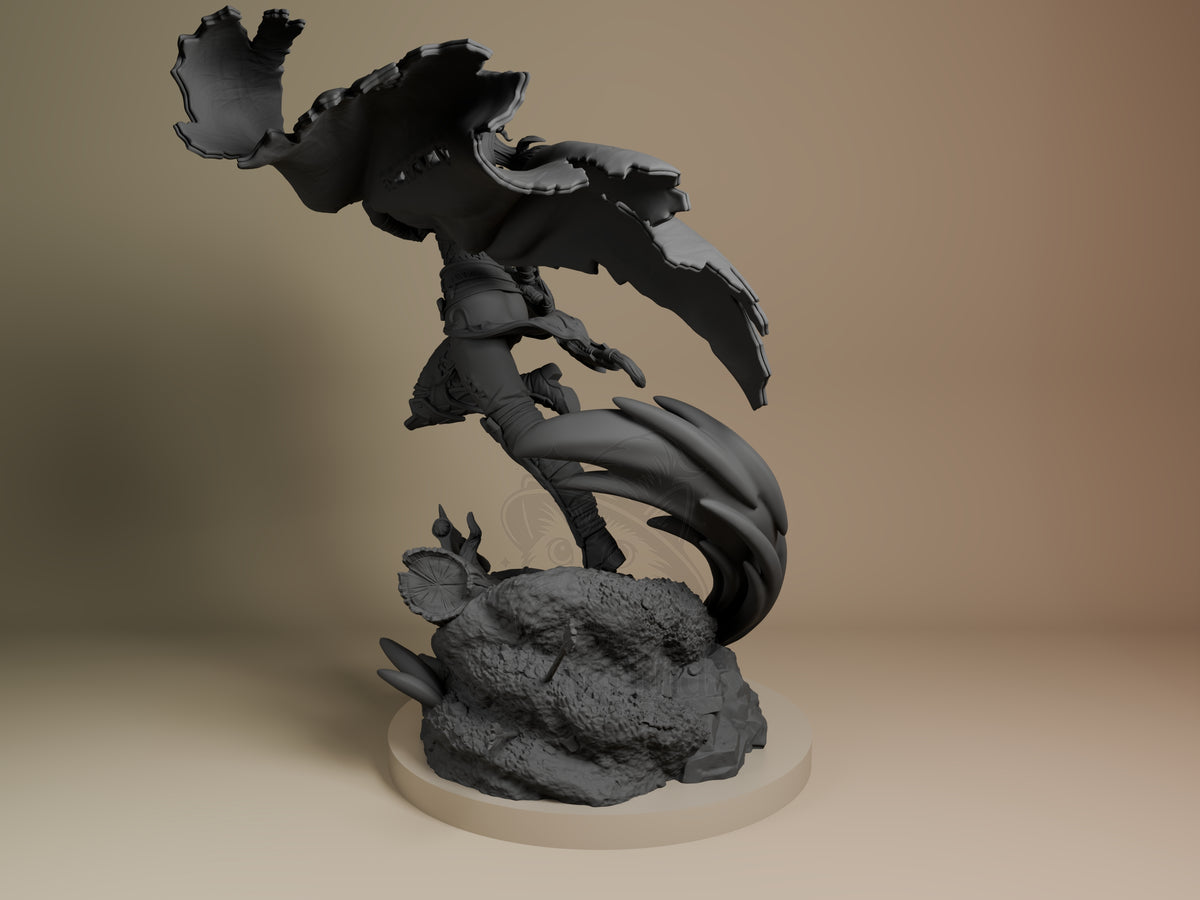 Rear view showing cloak, back armor, or base sculpt detail.