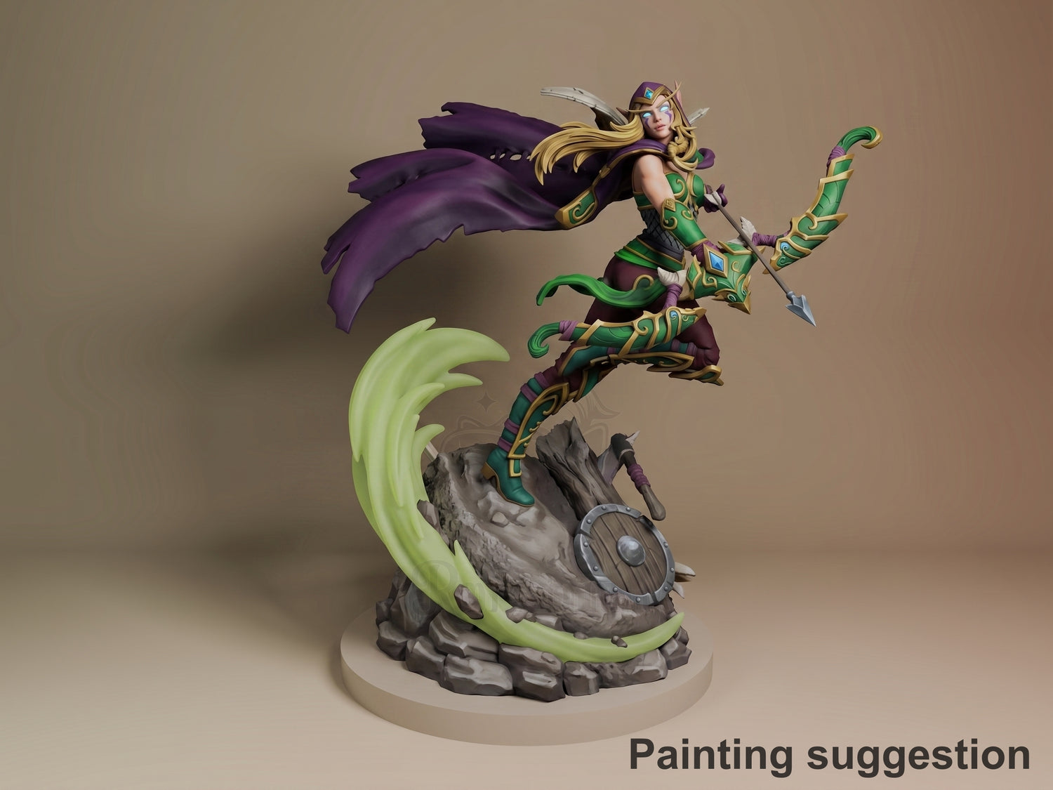 Aloria Windrider Realm of Conflict 3D printed resin figure by Nomnom, colored view.