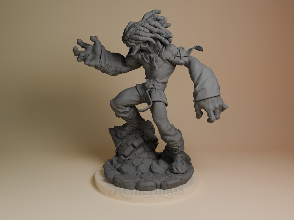 Amarant Final Fable 3D printed resin figure by Nomnom, angled view showing dimensional details.