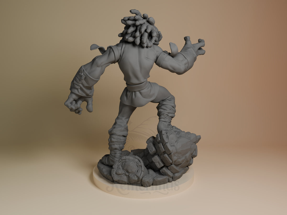 Rear view showing cloak, back armor, or base sculpt detail.