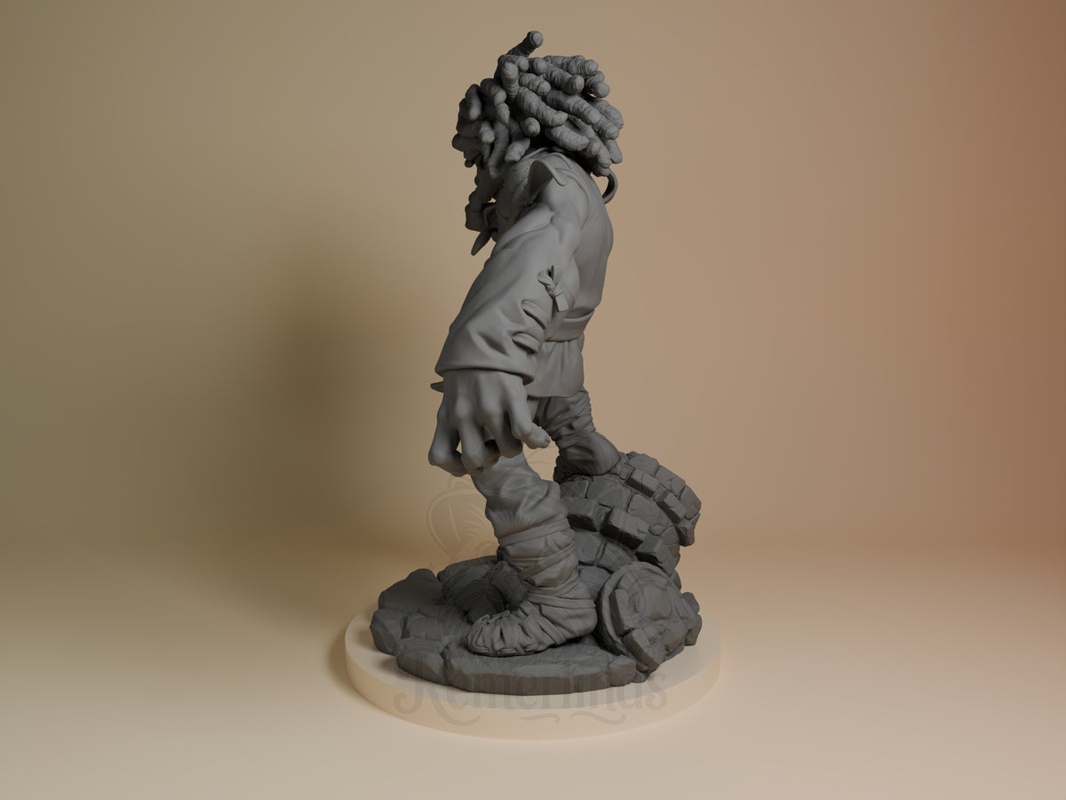 Left side angle showing gesture, weapon, or outfit detail.
