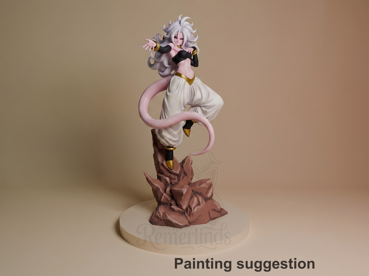 Cyborg Bio Enchantress Dragon Sphere Y 3D printed resin figure by CA3D Studios, colored view.