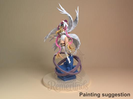 angelic digital guardian Cybermon 3D printed resin figure by Nomnom, colored view.