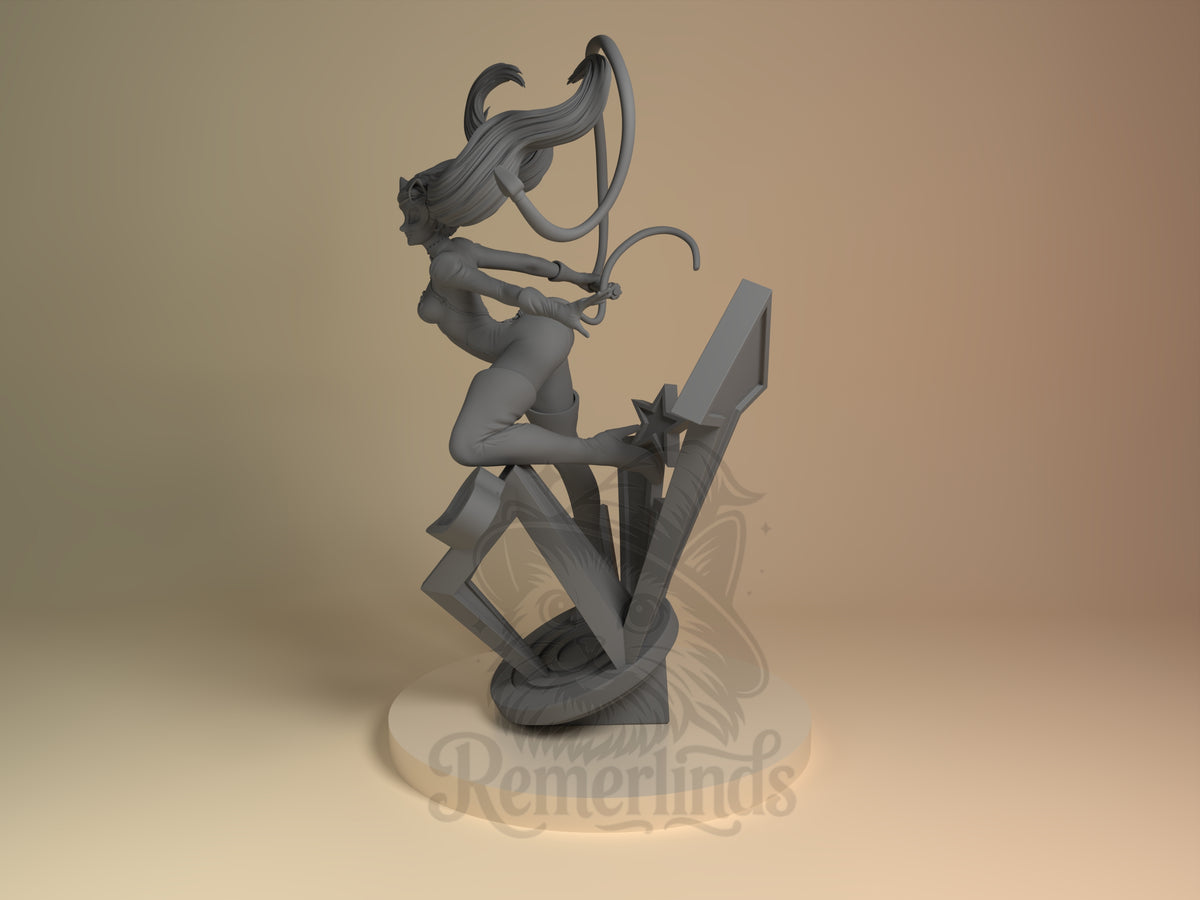 Anya Takara Phantom Heist 5 3D printed resin figure by Nomnom, angled view showing dimensional details.
