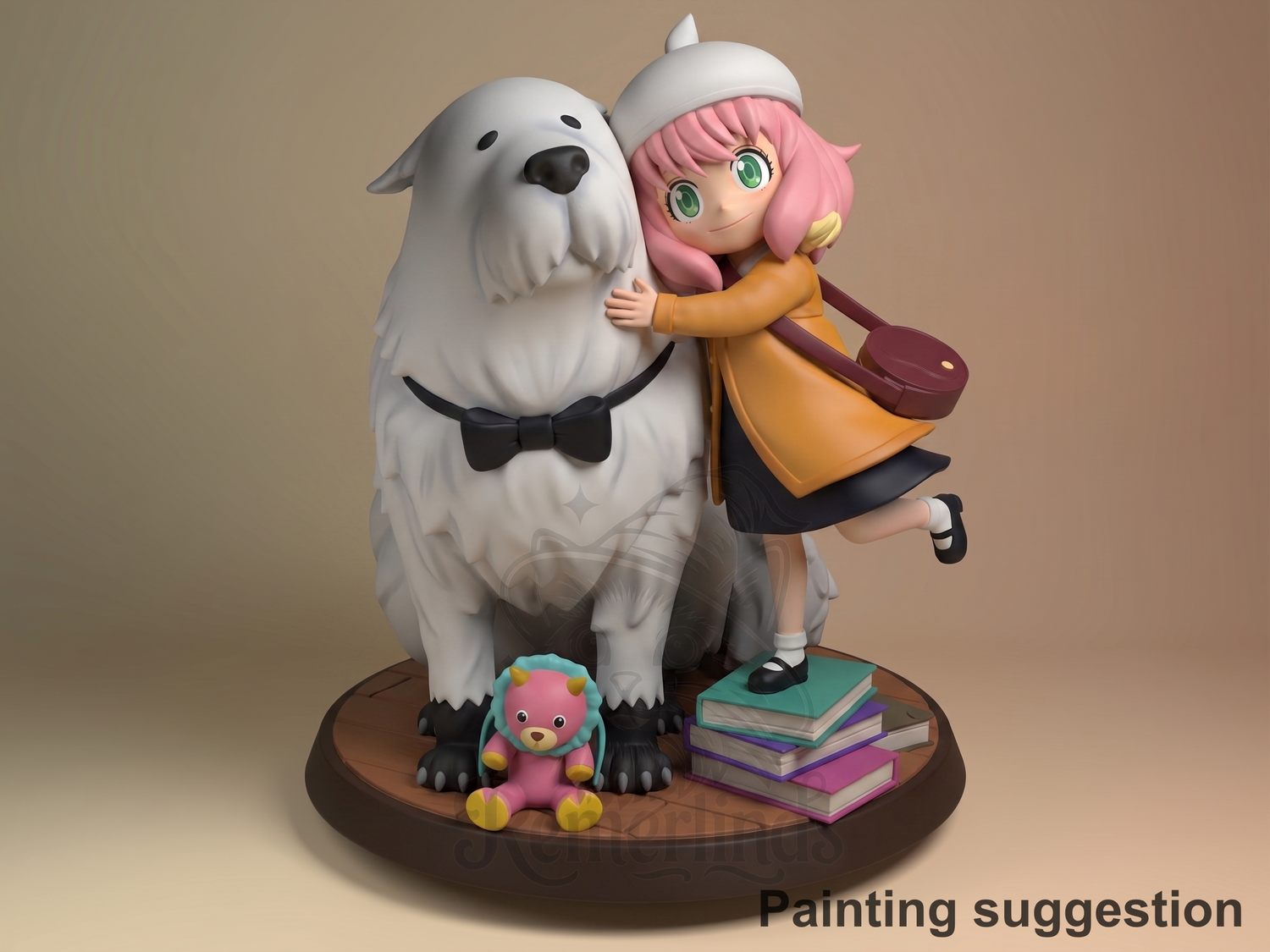Secret Alliance espionage-family inspired 3D printed resin figure by Nomnom, colored view.