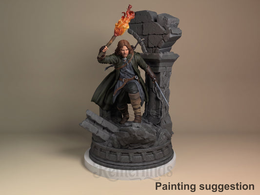 Aragorn Legendary Ring Saga 3D printed resin 75mm scale figure by Nomnom, colored view.