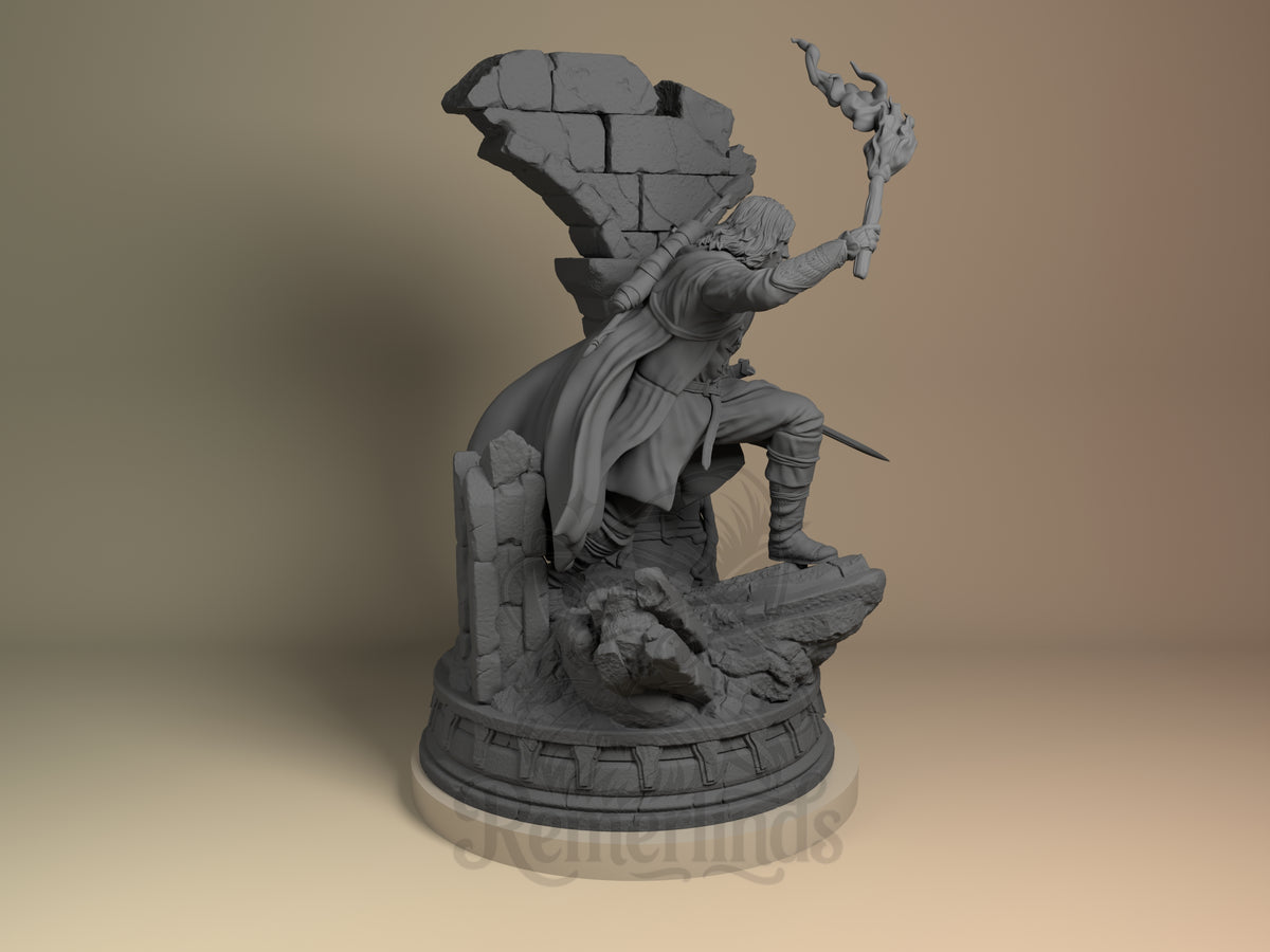 Right side angle highlighting notable pose or armor/prop feature.