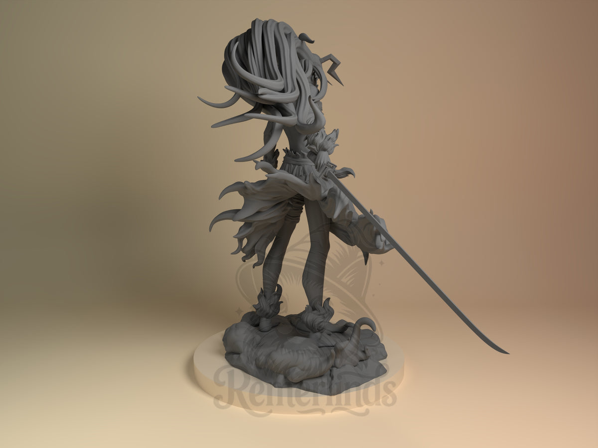 Rear view showing cloak, back armor, or base sculpt detail.