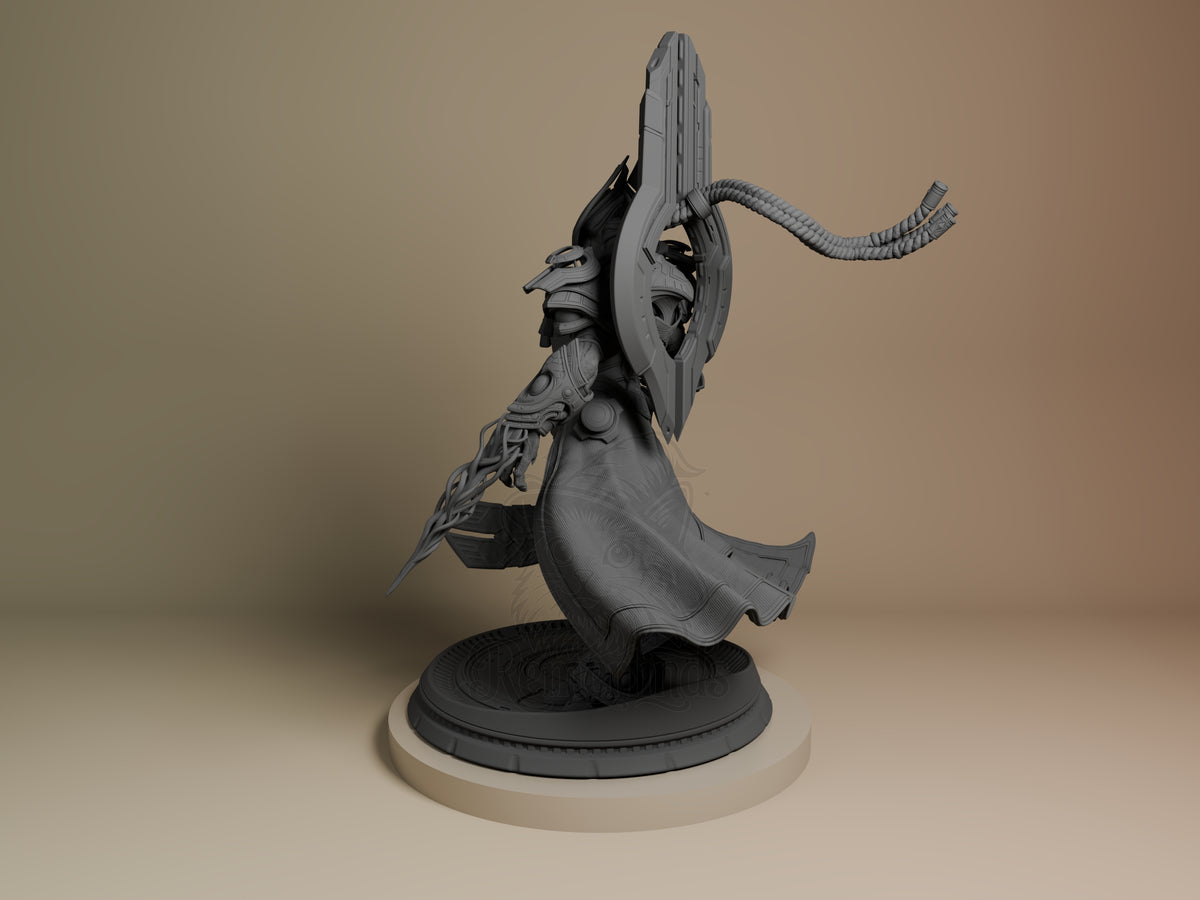 Unpainted Artanis from Starcraft II is a side-view resin figure with armor and a sculpted base.