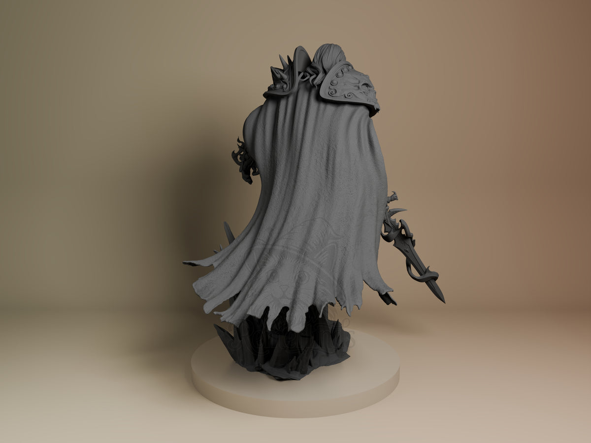 Rear view showing cloak, back armor, or base sculpt detail.