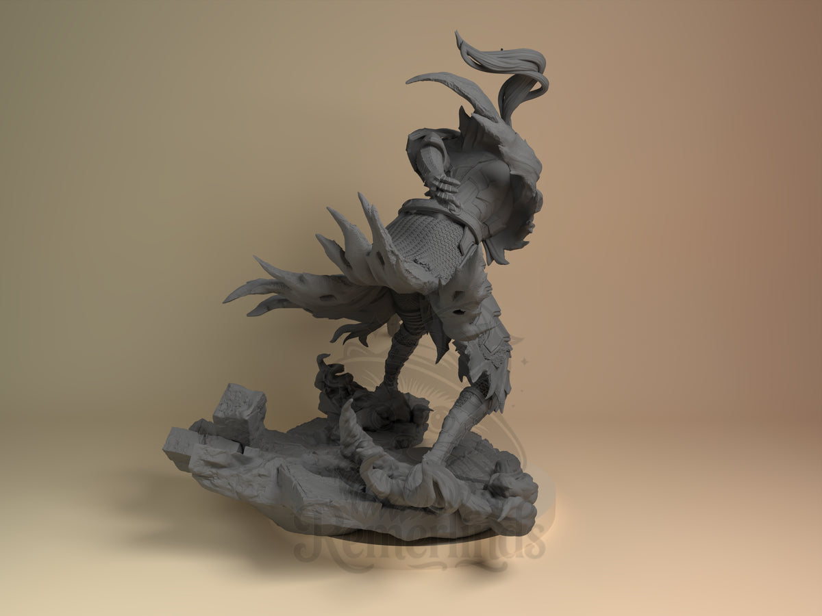 Rear view showing cloak, back armor, or base sculpt detail.
