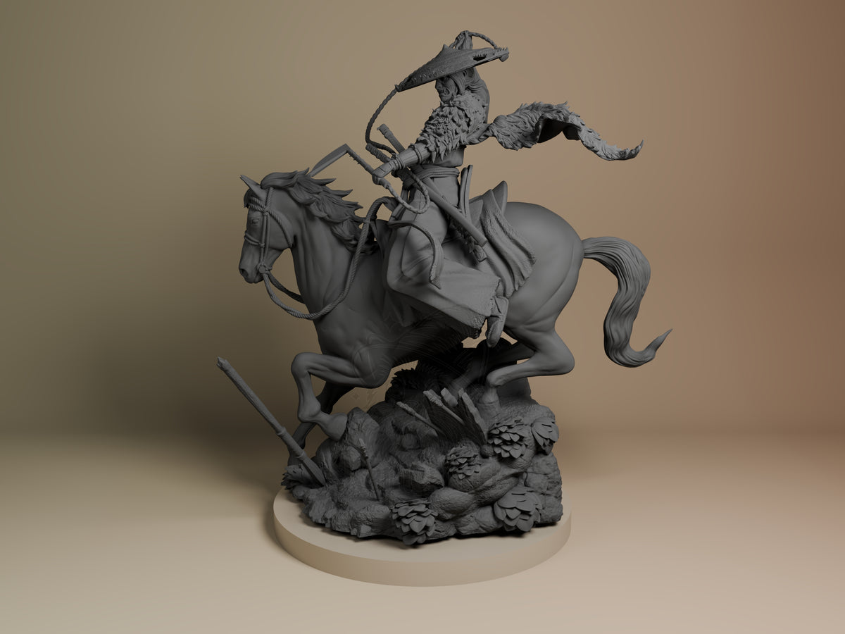 Celestial Spirit Phantom Guardian 3D printed resin figure by Nomnom, angled view showing dimensional details.