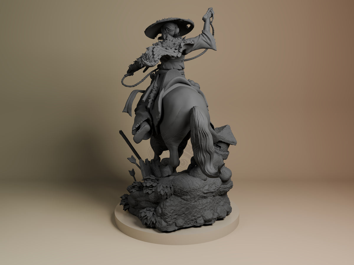 Left side angle showing gesture, weapon, or outfit detail.