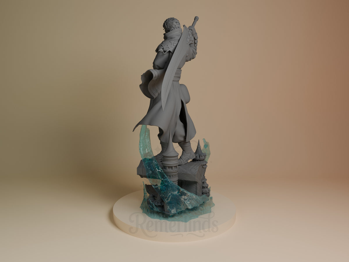 Auron from Final Fable resin figure by Nomnom, left side view.