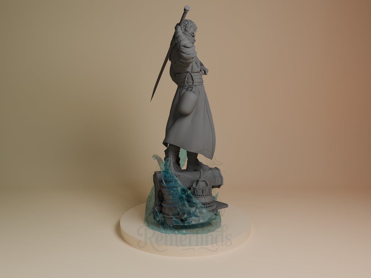Auron from Final Fable resin figure by Nomnom, right side view.