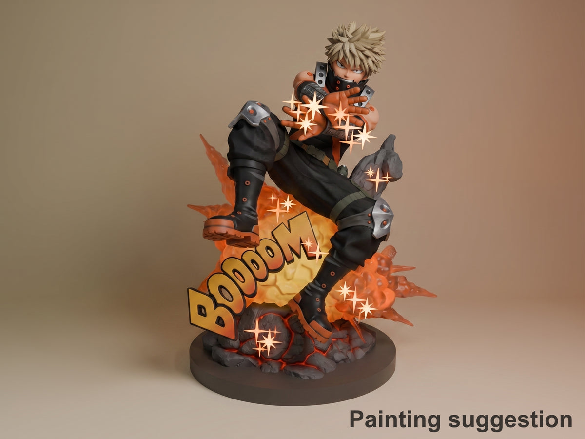 Explosive Teen Champion Academy 3D printed resin figure by myAnimate, colored view.