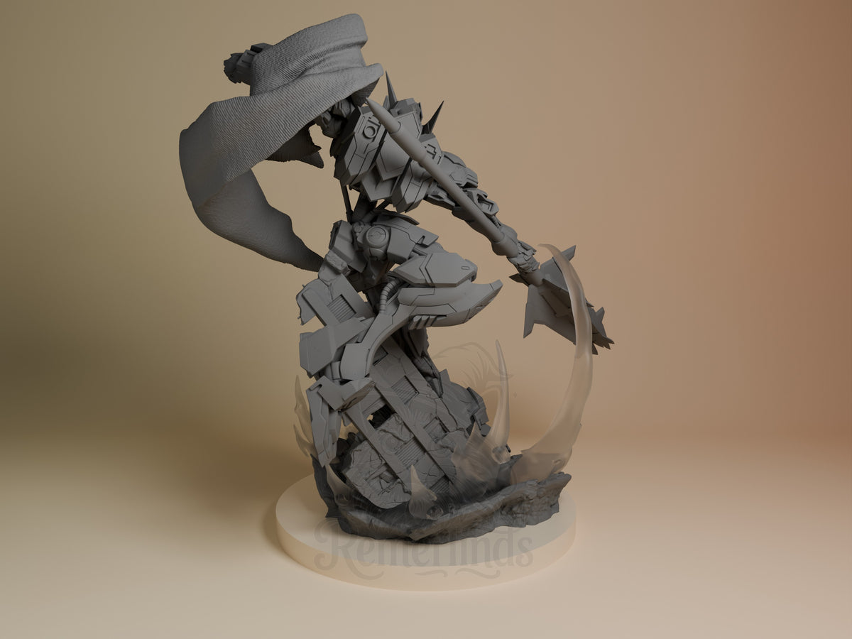 Warwolf Frame from Starframe Vanguard resin figure by Nomnom, rear view showing back and base sculpt.