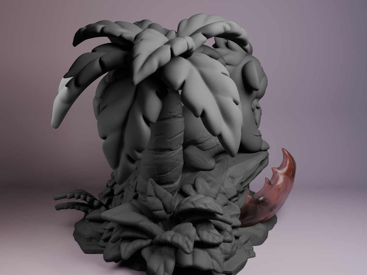 Rear view showing cloak, back armor, or base sculpt detail.