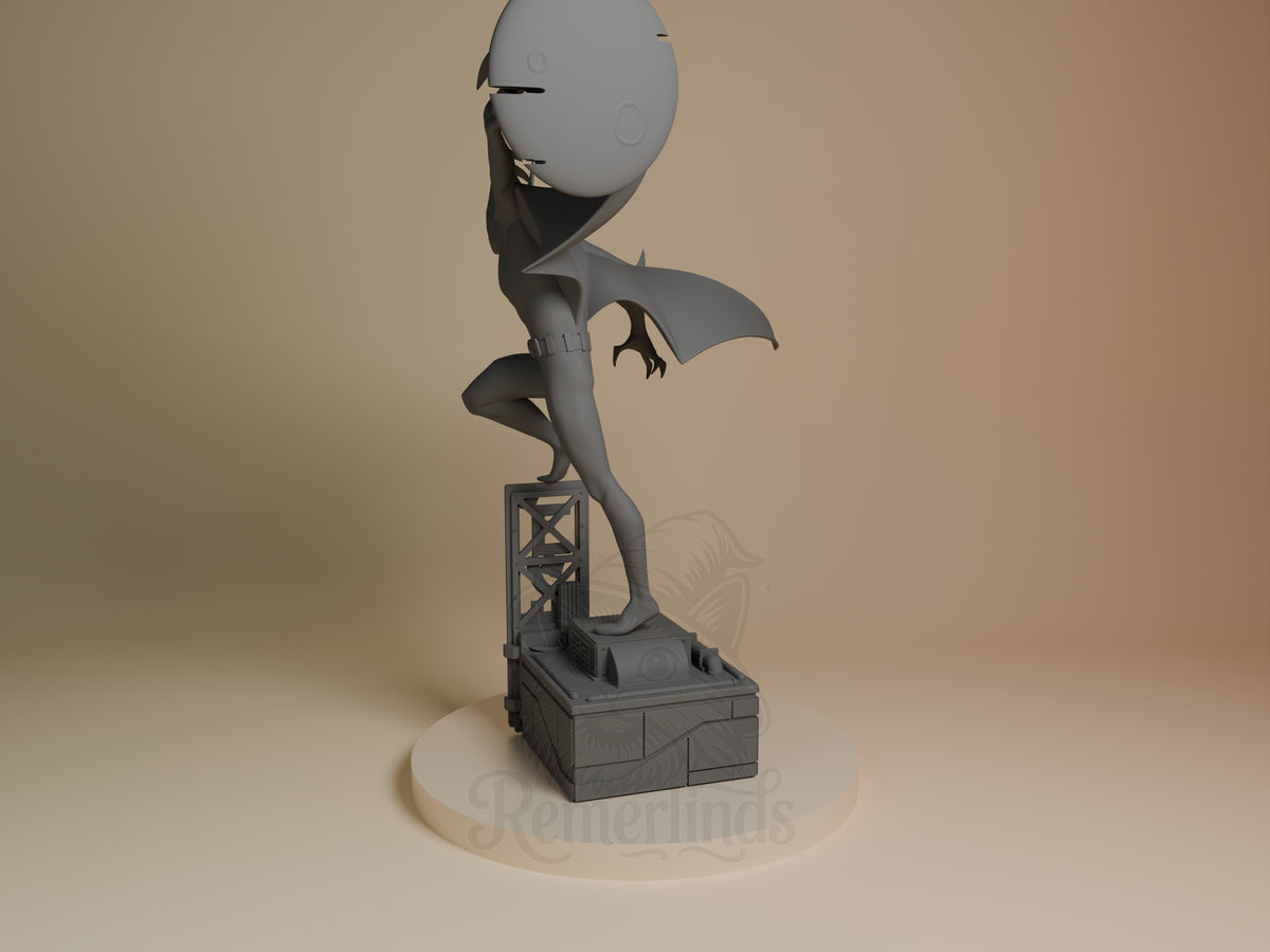 Nocturne Guardian from Batman is an unpainted resin figure in side view, posed on a sculpted tech base.