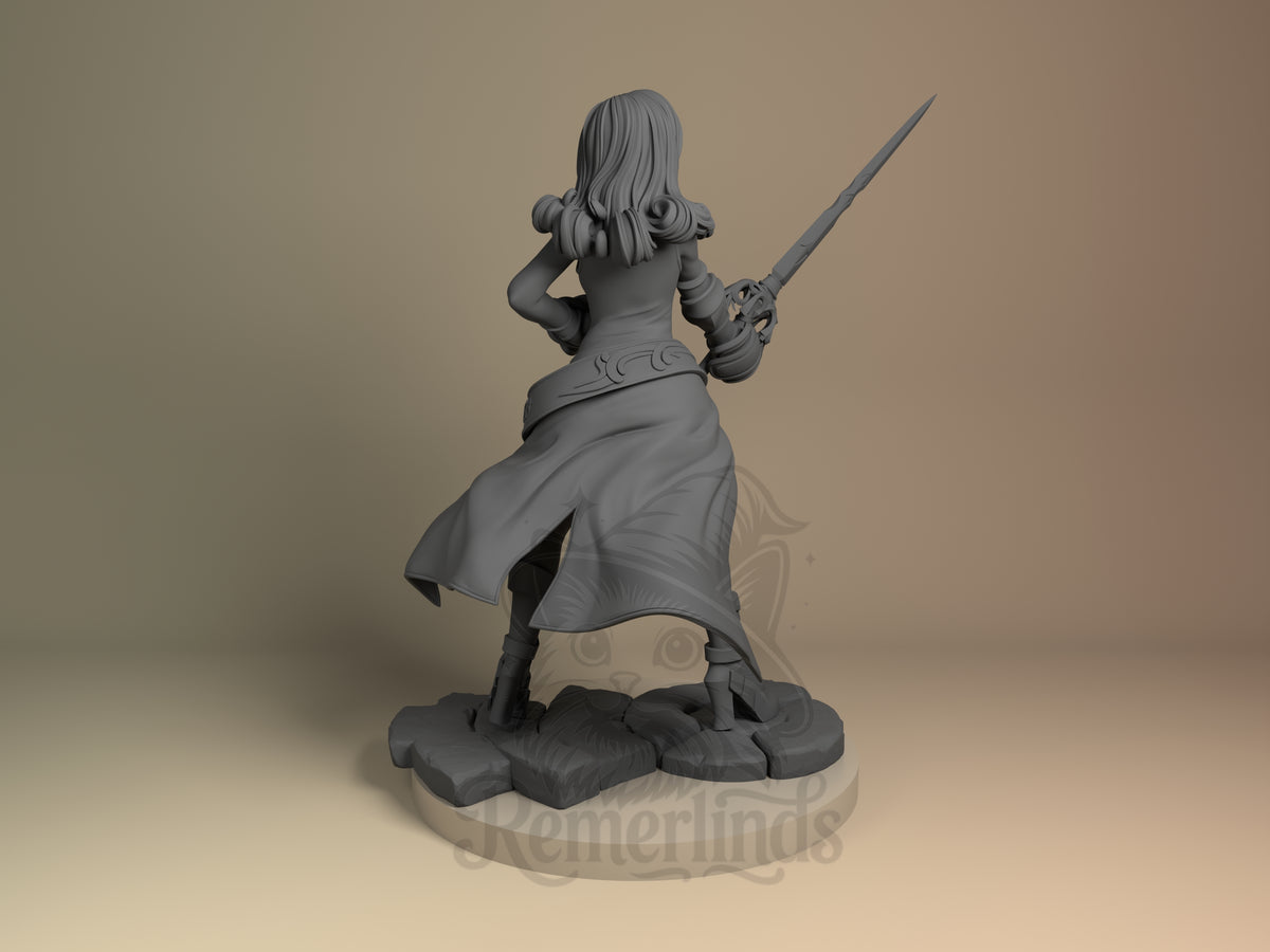 Rear view showing cloak, back armor, or base sculpt detail.
