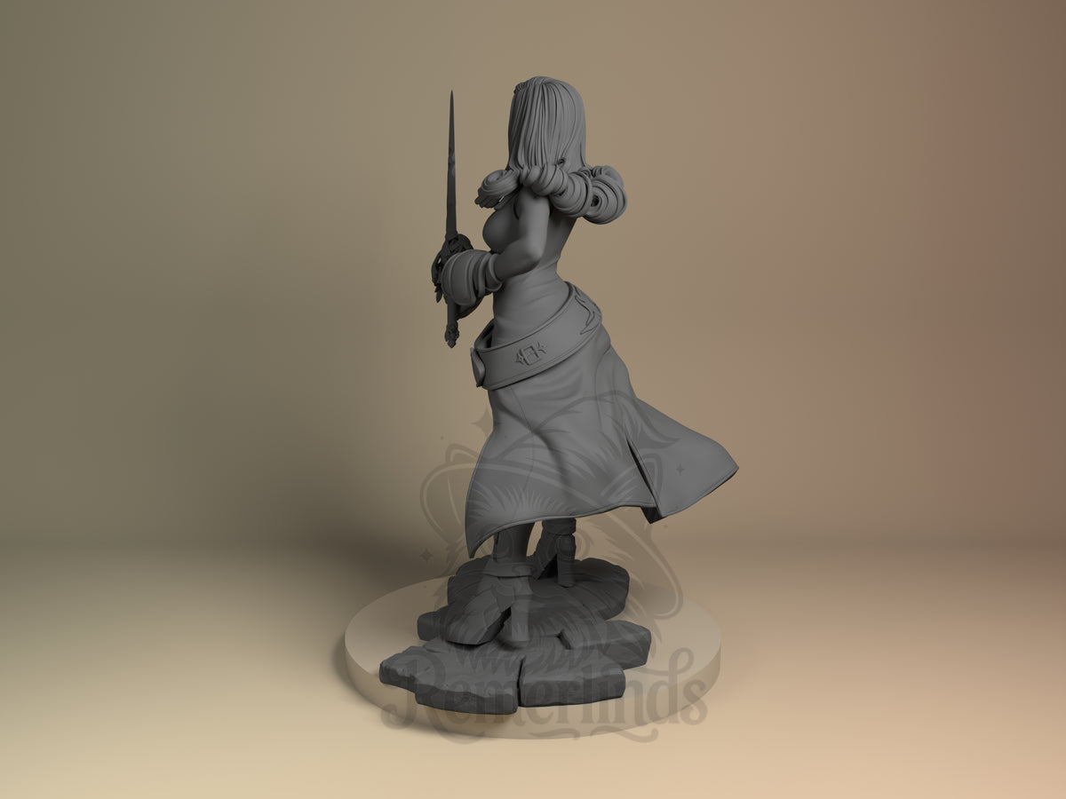 Left side angle showing gesture, weapon, or outfit detail.