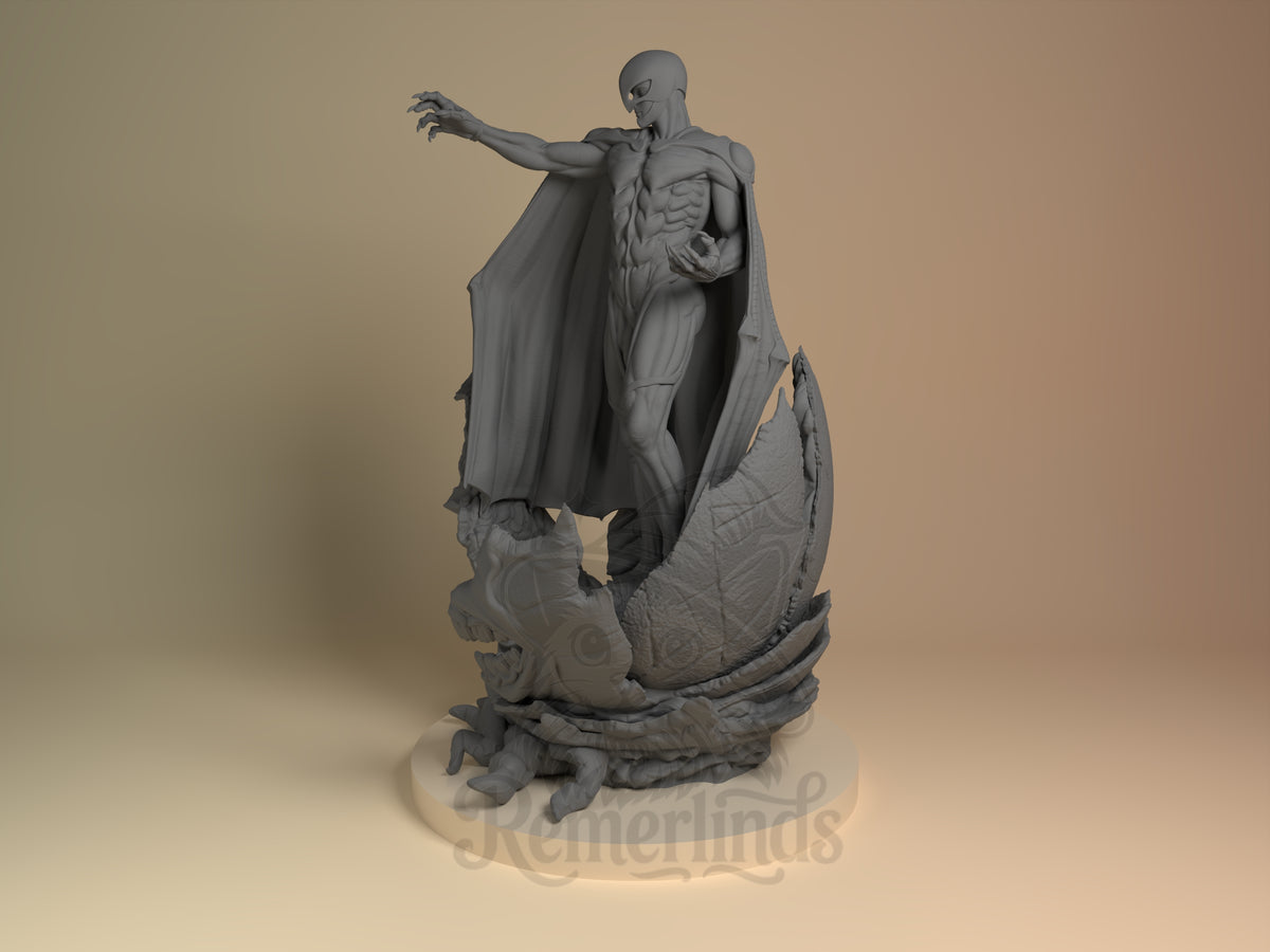 Femto from Berserk is an unpainted resin figure, angled with an arm extended on a sculpted base.