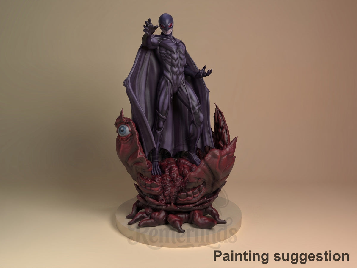 Painted Femto from Berserk resin figure faces forward with raised hands on a sculpted base.