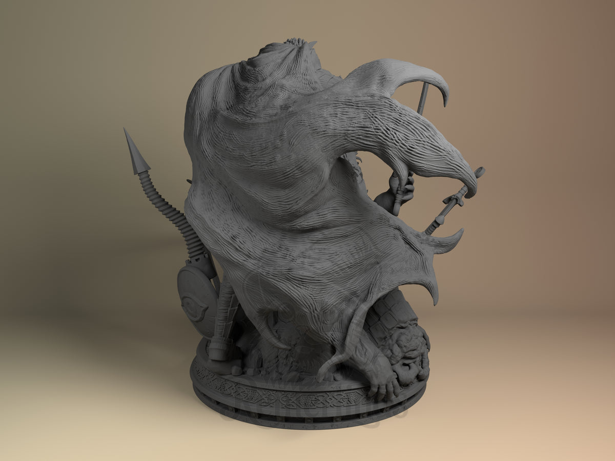 Grit from Fury Unleashed resin figure by Nomnom, rear view showing back and base sculpt.
