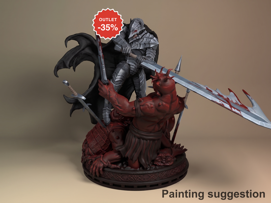 Grit Fury Unleashed 3D printed resin figure by Nomnom, colored view.