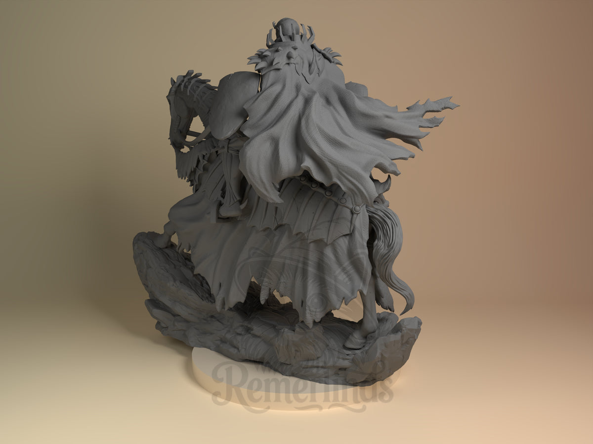 Skull Knight from Berserk, an unpainted resin figure shown from the rear on a sculpted base.