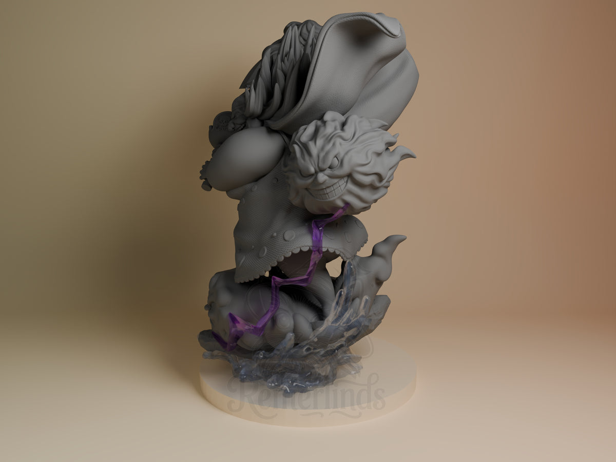 Angled view of Big Mom from One Piece as an unpainted resin figure on a sculpted base.