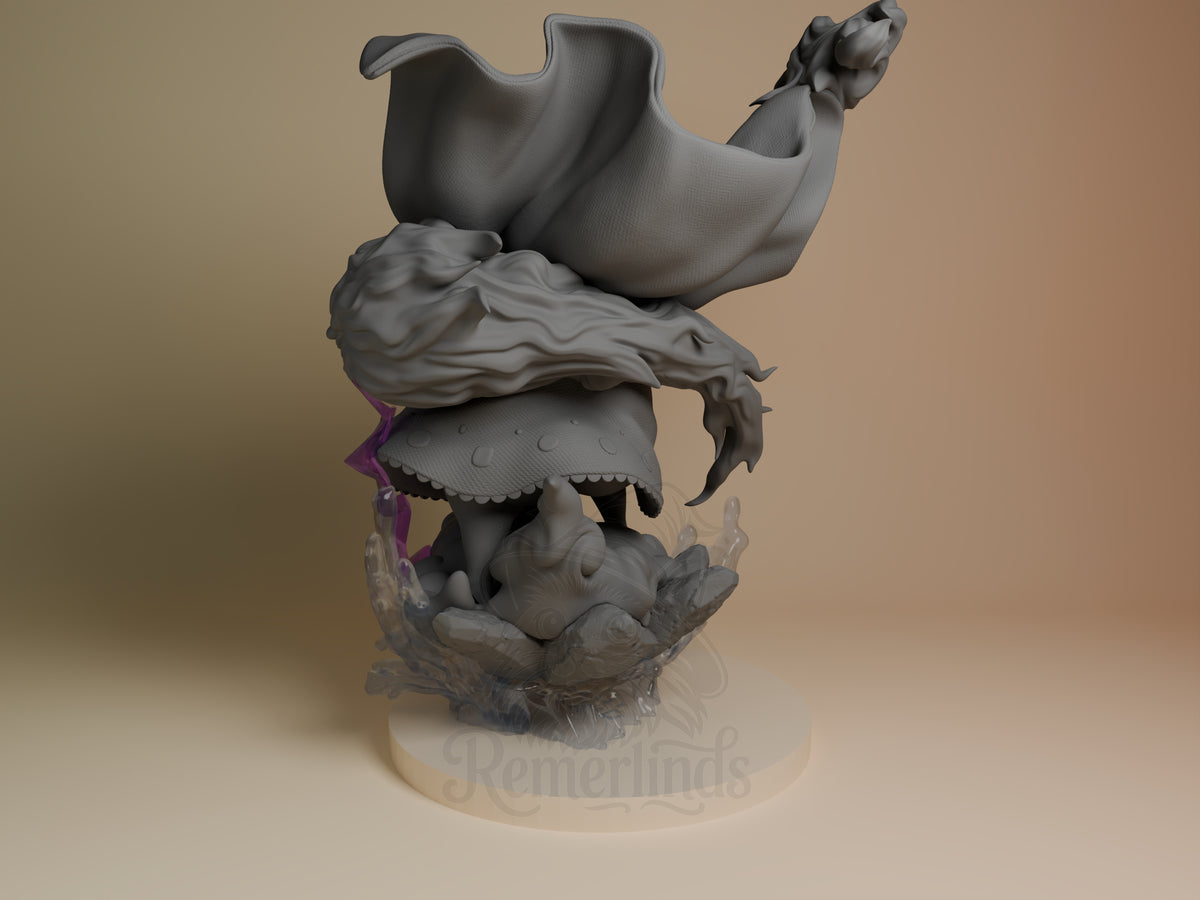Big Mom from One Piece, a rear-view unpainted resin figure with flowing dress on a sculpted base.