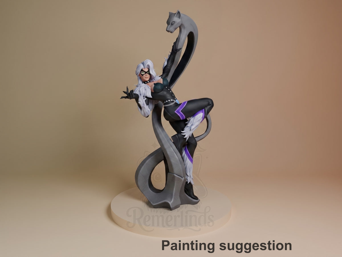 Painted Midnight Thief from Super Rivals resin figure shows crouching pose, wings, tail, and sculpted base.