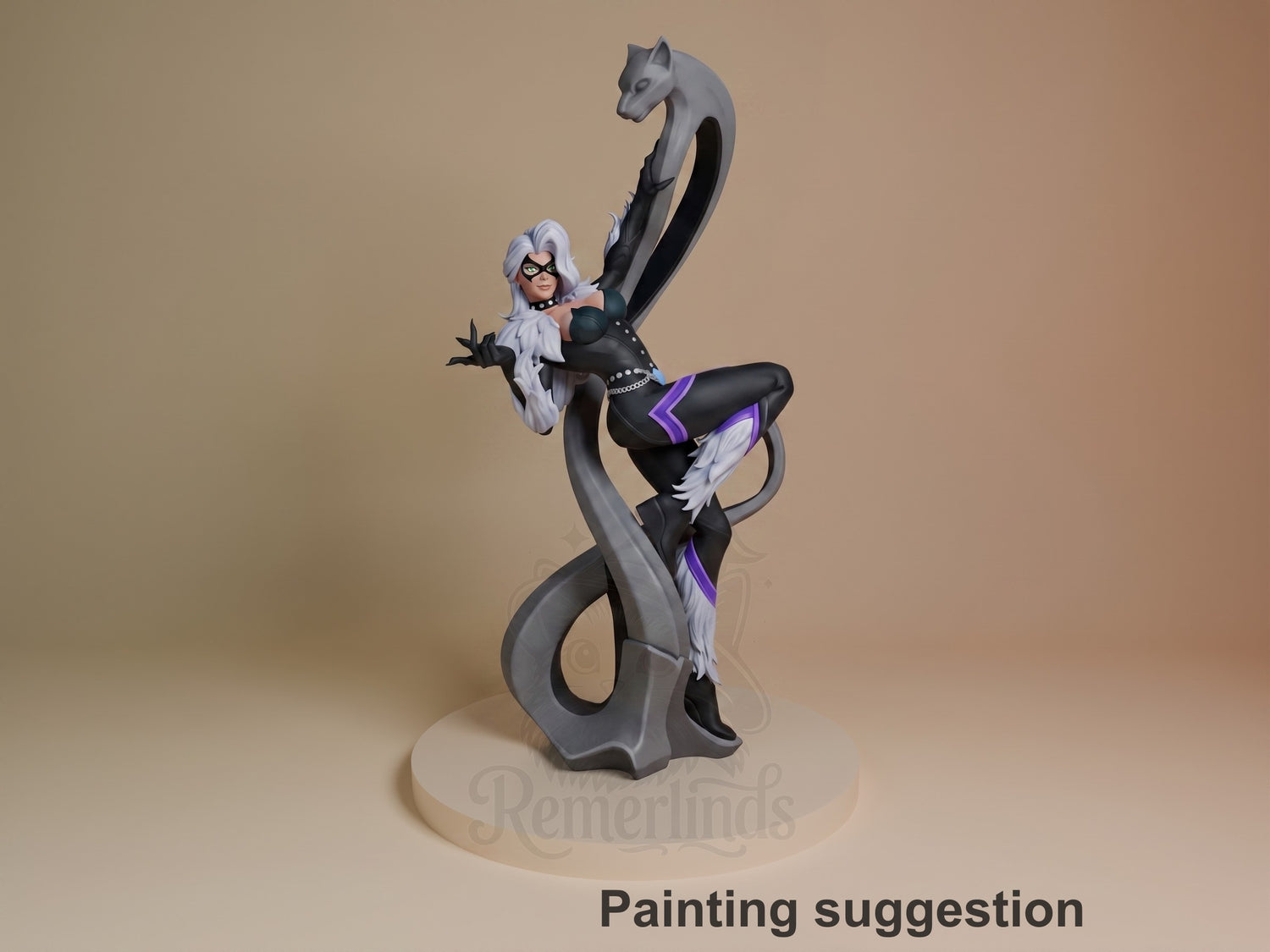 Painted Midnight Thief from Super Rivals resin figure shows crouching pose, wings, tail, and sculpted base.