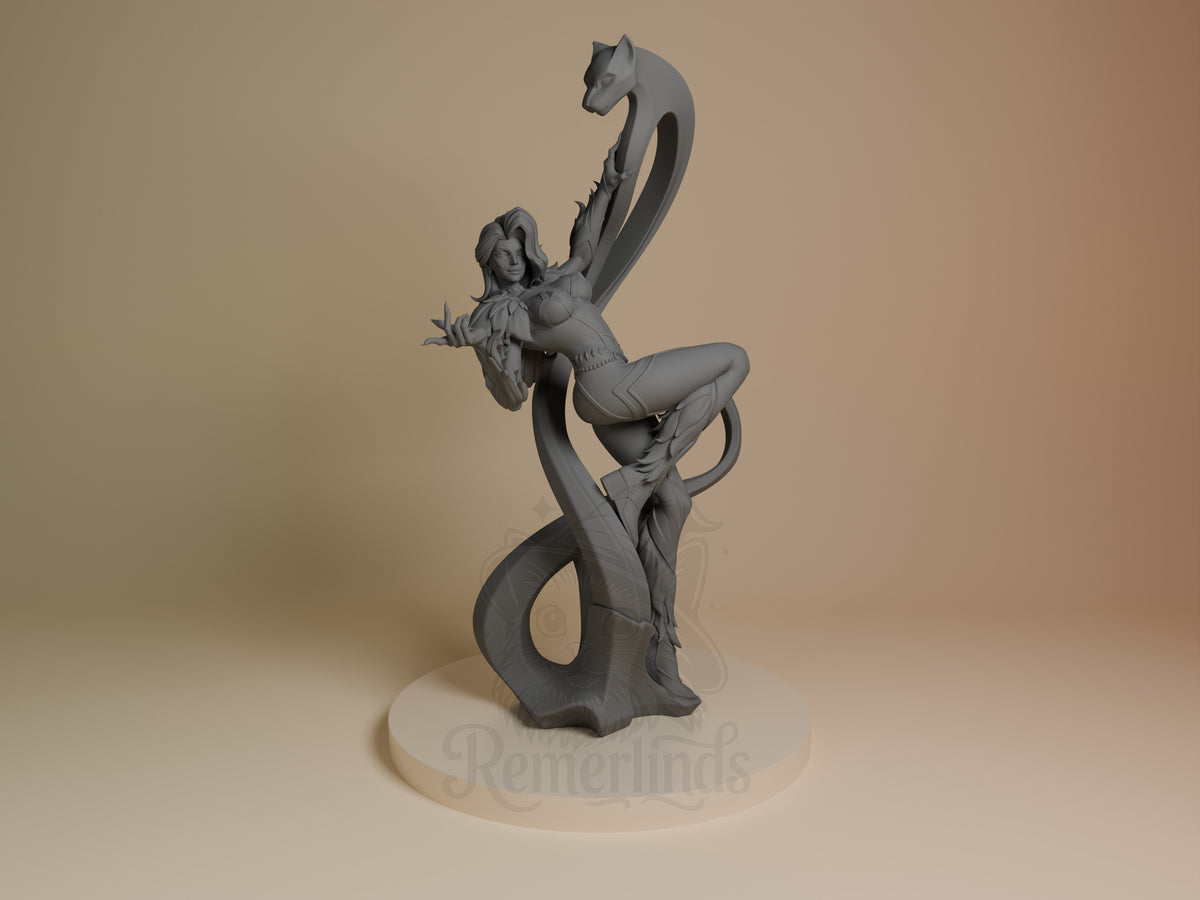 Midnight Thief from Super Rivals is an unpainted resin figure crouching on a sculpted base.