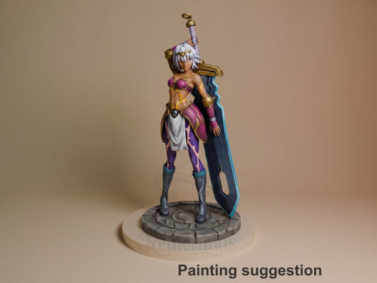Black Rose from .Hack is a painted resin figure standing with sword and shield on a sculpted base.