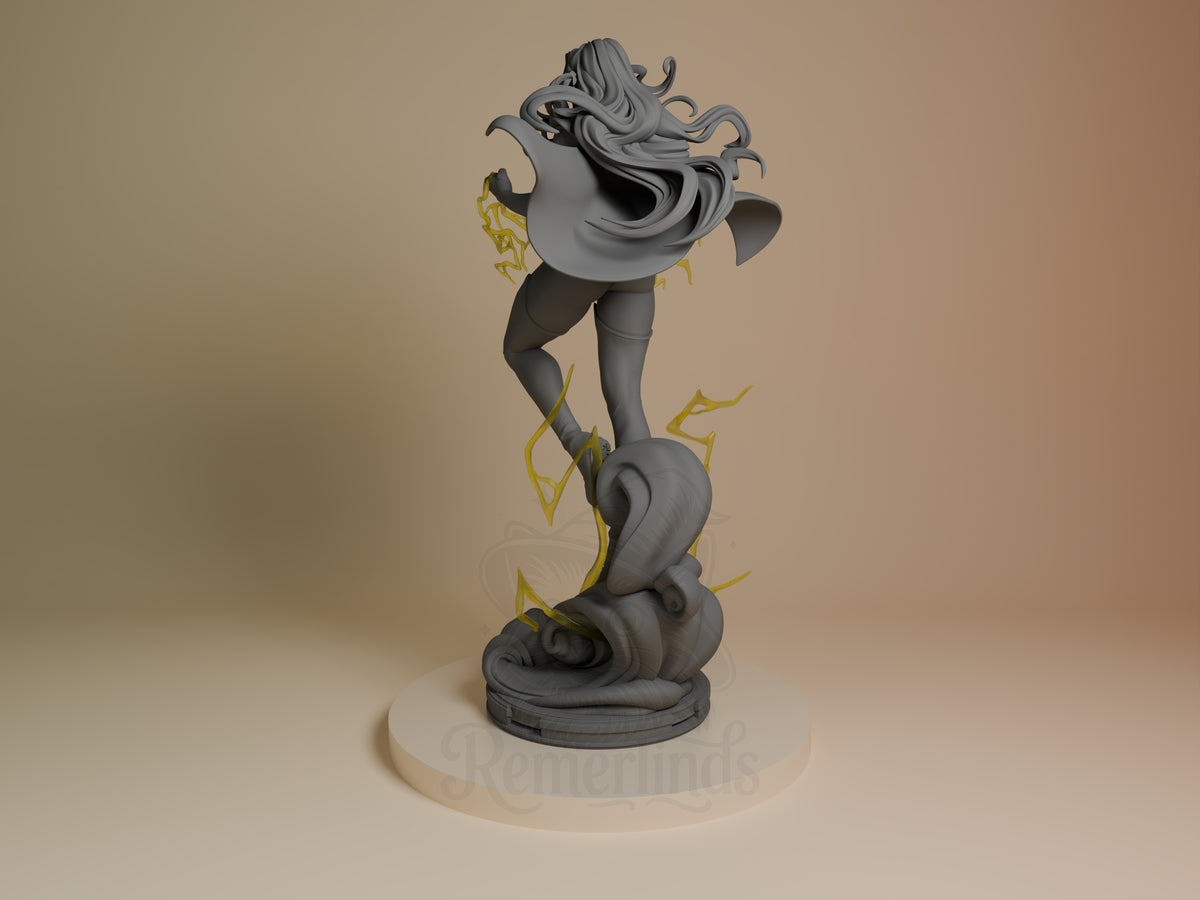 Blonde Blazer from Dispatch is a rear-view, unpainted resin figure in an airborne pose on a sculpted base.