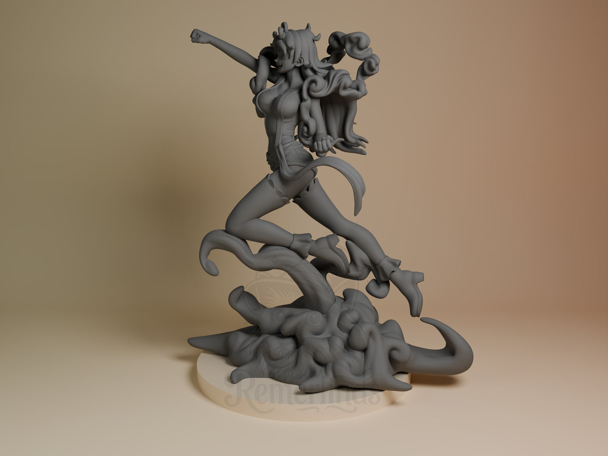 Bonney Nika from One Piece appears angled as an unpainted resin figure kneeling on a sculpted base.