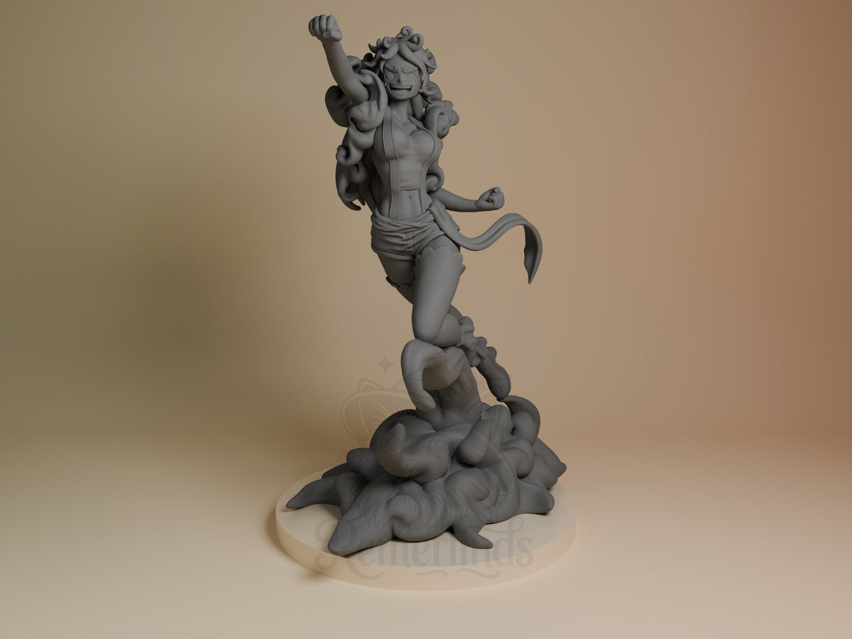 Bonney Nika from One Piece is an unpainted resin figure raising one fist on a sculpted base.