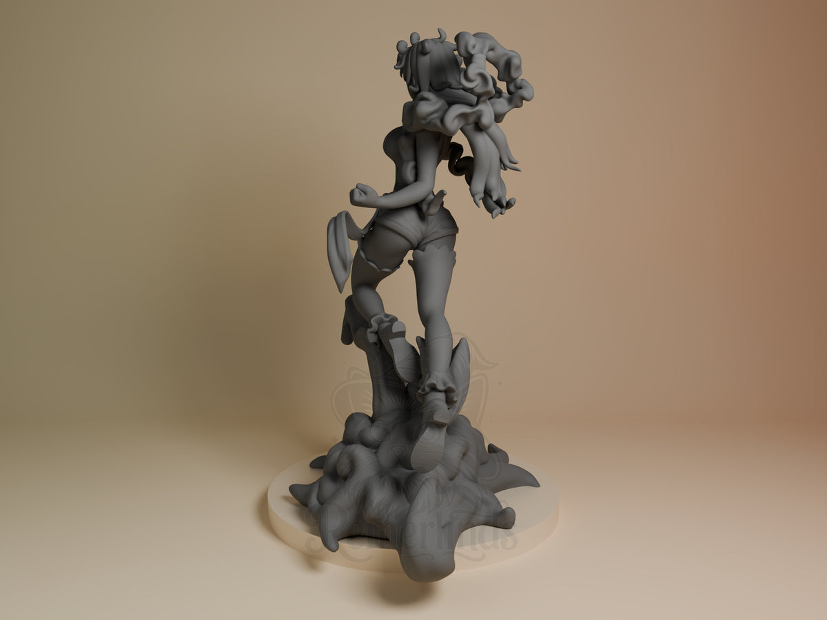 Bonney Nika from One Piece is an unpainted resin figure shown leaping above a sculpted base.