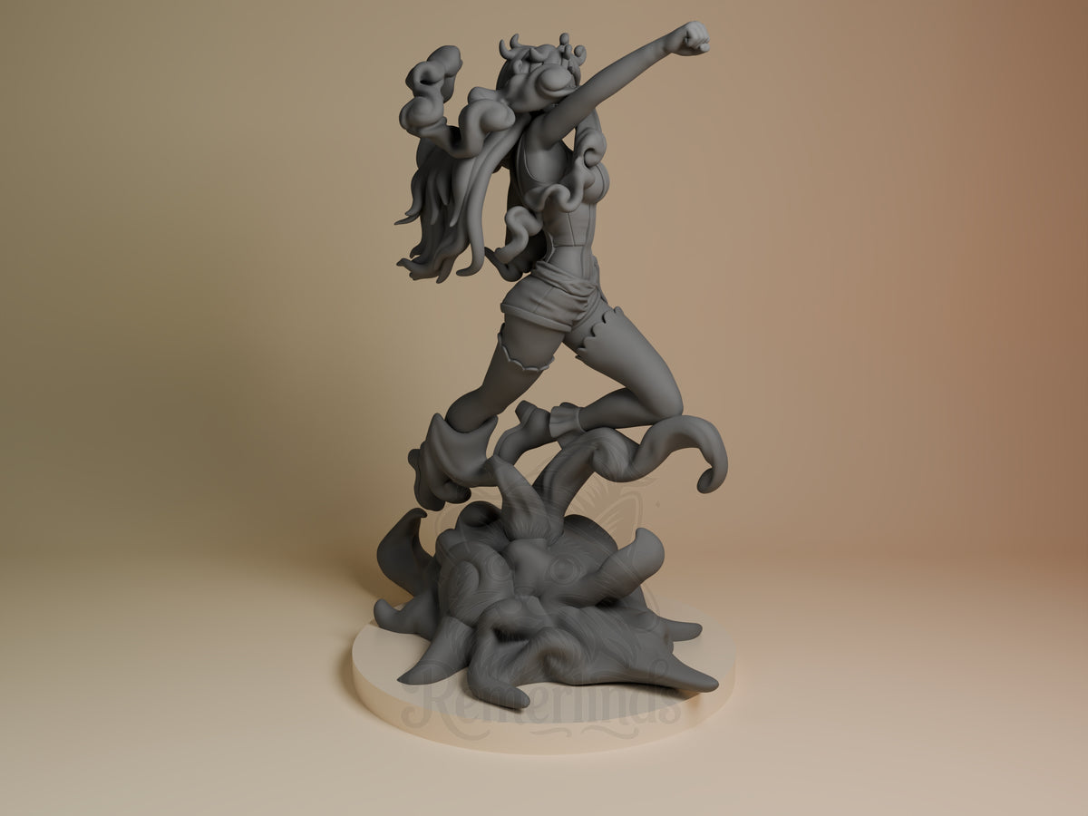 Bonney Nika from One Piece is an unpainted resin figure in a leaping pose on a sculpted base.