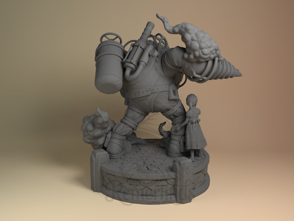 Rear view showing cloak, back armor, or base sculpt detail.